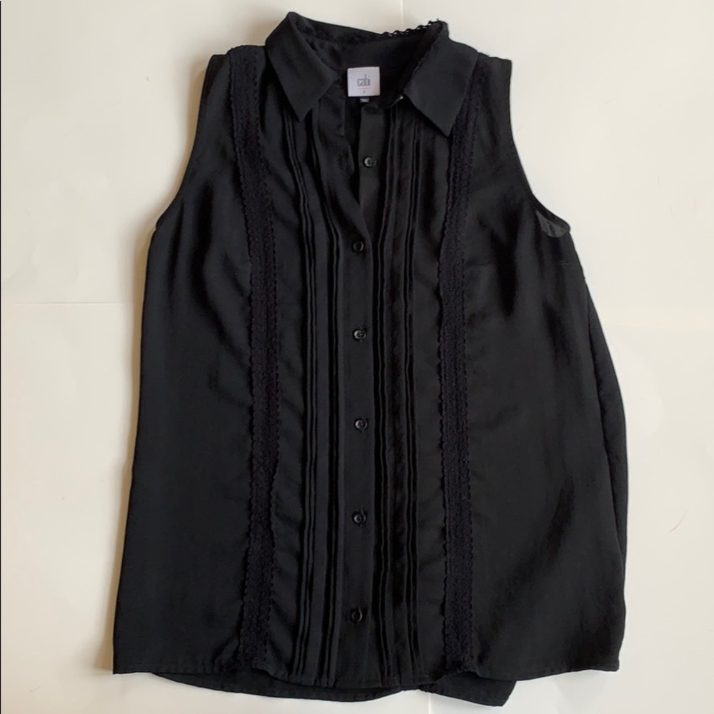 Cabi Button Front Collared Sleeveless Top